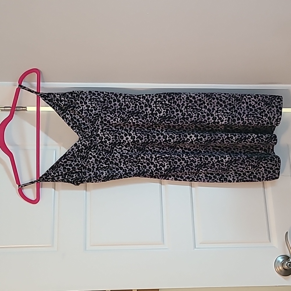 vintage spaghetti strap animal print 90s-00s dress